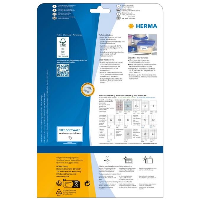 Herma 4389 Etichetta per Stampante 66X33,8mm Bianco Autoadesiva