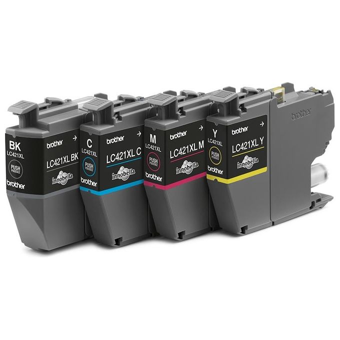 Brother LC421XLVAL Cartucce InkJet Originali Alta Capacita' 500 Pagine per Stampanti DCPJ1050W MFCJ1010DW colore Nero Ciano Magenta Giallo