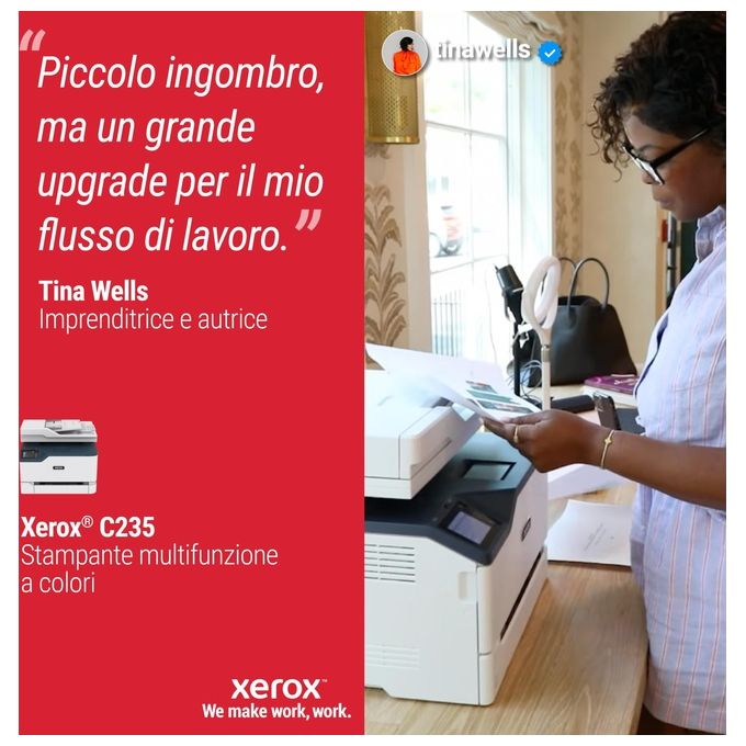 Xerox C235V_DNI Multifunzione Laser A4 Colore Stampa Copia Scansione Fax 22 ppm Wi-Fi Fronte Retro ADF Touch colore Bianco
