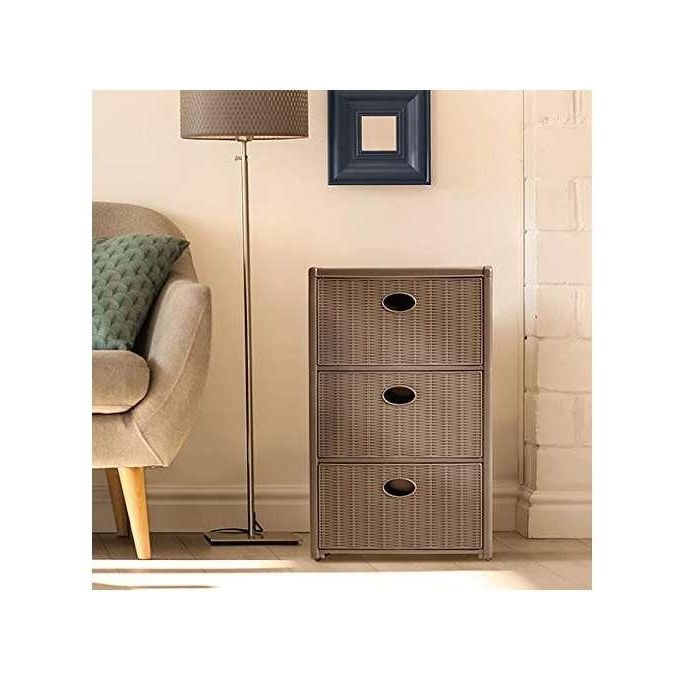 Stefanplast 3859812 Elegance Cassettiera 3 Cassetti Effetto Rattan colore Tortora