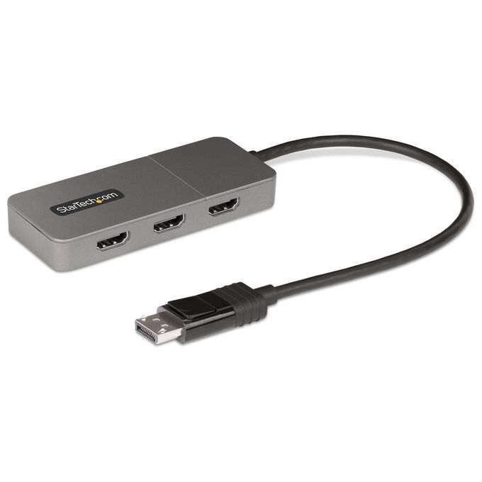 StarTech.com MST14DP123HD Adattatore DP HDMI a 3 Porte Hub MST da DisplayPort a HDMI 4K 60Hz Convertitore DP1.4 a Multi Monitor HDMI per Notebook Splitter HDMI con Cavo Integrato da 30cm Alimentato da USB colore Grigio