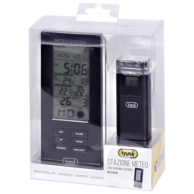 Trevi stazione meteo me 3108 rc nero radiocontrollata con sensore esterno senza fili