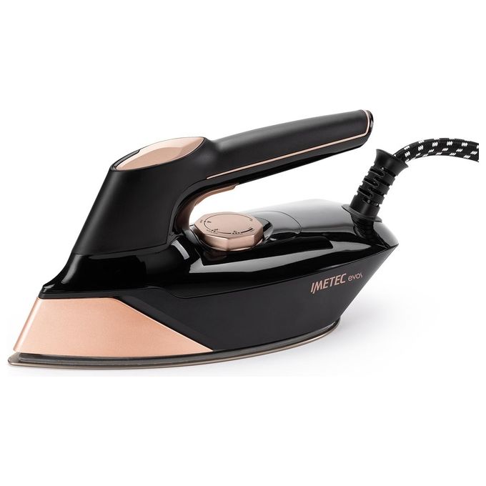 Imetec 9034 Evos Ferro da Stiro con Caldaia Tecnologia Flash Steam Pressione 7 bar Colpo di Vapore 500 g-min 2400 W Piastra Infinity Glide colore Nero e Rose Gold