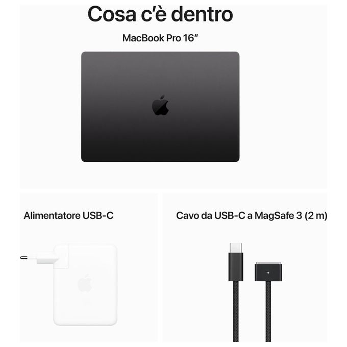 Apple, MacBook Pro 16'', Chip M3 Pro 12-Core CPU, 18GB, 512GB SSD, Nero Siderale