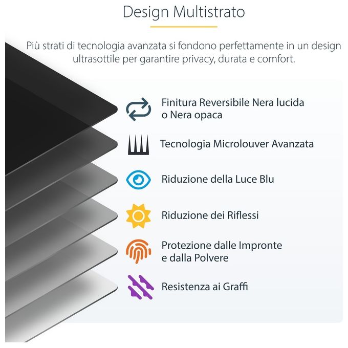 StarTech 14L-PRIVACY-SCREEN Filtro Privacy per Notebook 14'' 16:9 Riduzione Luce Blu 51% Reversibile Opaco-Lucido colore Nero