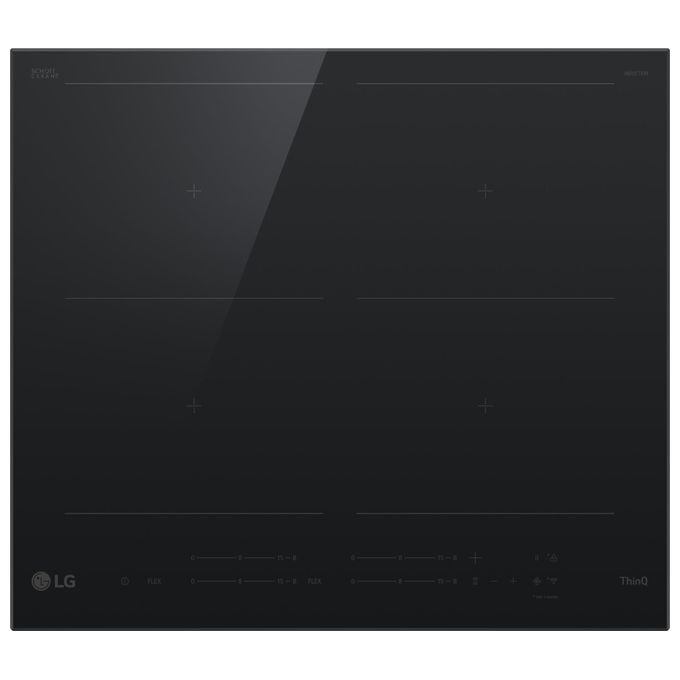 LG CBIZ2437B Piano cottura induzione 60 cm 4 Zone 2 Zone Flex 7400 W 15 Livelli Boost Wi-Fi Vetroceramica Schott colore Nero