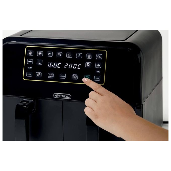 Ariete 4623 Airy Fryer Dual Friggitrice ad aria 8 L 1700 W Doppio Cestello 8 Programmi Display LED Touch colore Nero