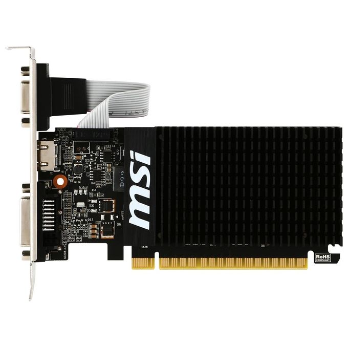 MSI GeForce GT710 2GD3H LP Scheda Grafica, 2 GB GDDR3, PCI Express 2.0, HDMI + DL-DVI-D, Nero