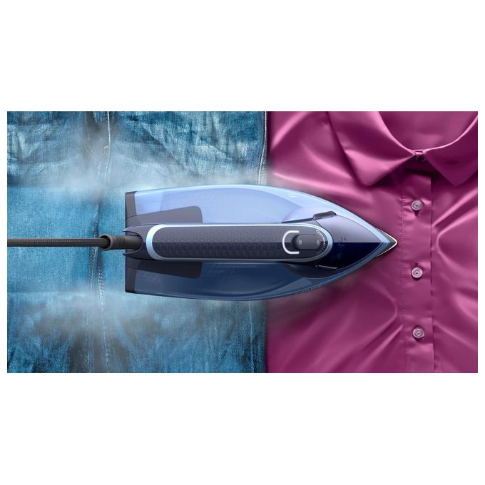 Philips DST8020-20 Azur Serie 8000 Ferro a vapore 3000 W 55 g-min Colpo Vapore 240 g-min Piastra SteamGlide Elite OptimalTEMP colore Blu