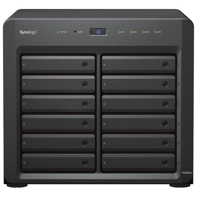 Synology DS3622XS+ NAS Tower 12 Bay Intel Xeon D-1531 6 Core 16 GB DDR4 200 TB Max RAID 0 1 5 6 10 colore Nero