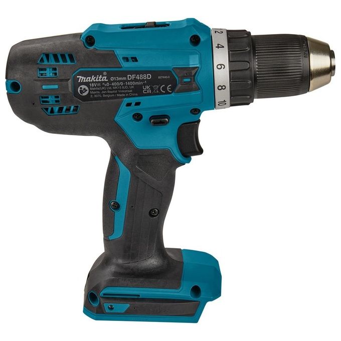 Makita DF488DWE Trapano Avvitatore 18 V 2 Velocita' 16 Regolazioni Coppia Mandrino 13 mm Batterie 1,5 Ah 2 Pezzi colore Nero Verde