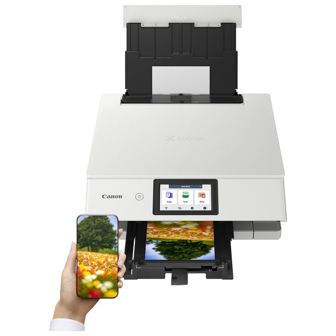 Canon TS8751 PIXMA TS8751 Stampante Multifunzione a Getto d'Inchiostro 6 Cartucce Separate Wi-Fi Stampa Fronte Retro Automatica Touchscreen 4,3 Pollici colore Bianco