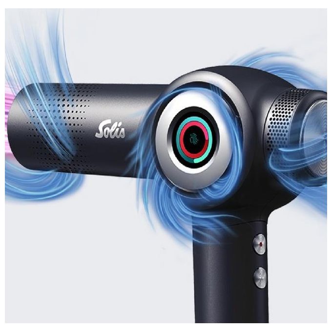 Solis 3804 AirVolution Asciugacapelli 1600 W Tecnologia Ionica 4 Velocita' e Display TFT LCD con Accessori Magnetici colore Antracite