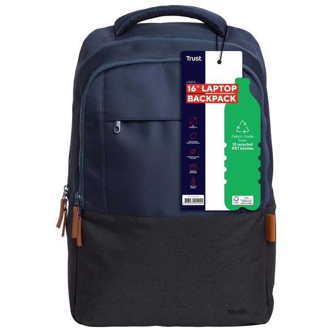 Trust 25124 Lisboa Zaino Porta PC 16'' 23 L 3 Scomparti colore Blu