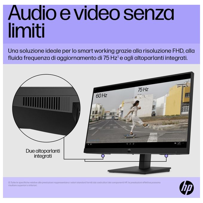 HP 64W30AA#ABB P22h G5 Monitor PC 21.5'' Full HD 1920x1080 IPS 75Hz Altoparlanti integrati colore Nero