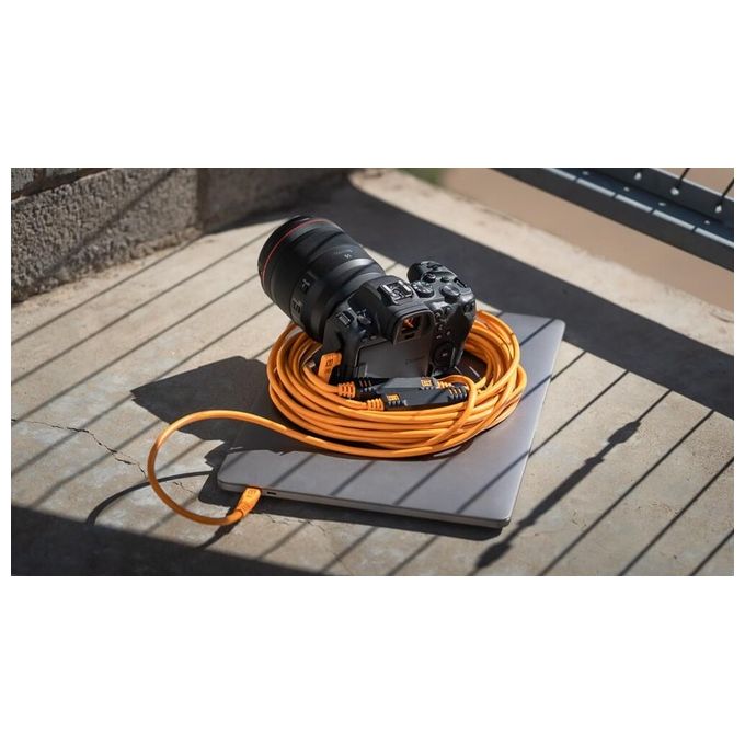 Tether Tools CUC31RT2-ORG TetherPro Cavo USB-C a USB-C Angolo Retto 9,4m 5 Gbps Doppio TetherBoost colore Arancione
