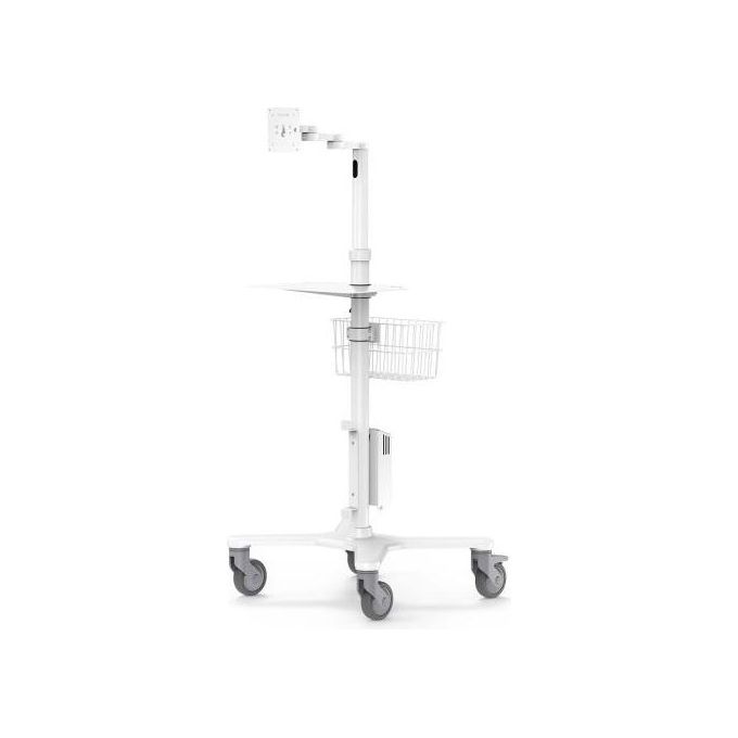 Compulocks MCRSTDEXW Carrello Multimediale Mobile con Braccio Articolato VESA 75x75 100x100 mm per Schermo fino a 15'' Altezza Regolabile 1160-1590 mm con Ruote Bloccabili colore Bianco