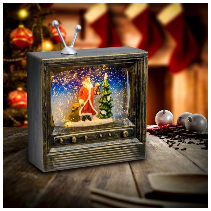 Lotti Decoro Luminoso Tv Brunita con Acqua Glitter Led Marrone