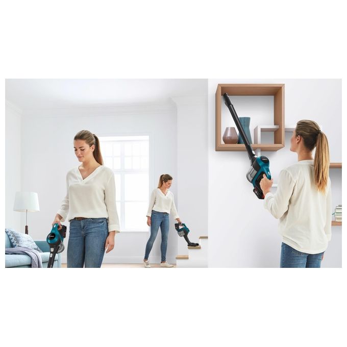 Bosch BBS611LAG Serie 6 Aspirapolvere a Bastone 2 in 1 Senza Sacchetto 0.3 L Batteria 18V 2.5 Ah autonomia 30 min colore Blu