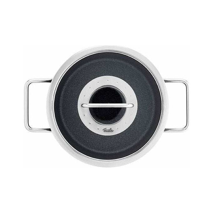 Fissler 156-115-24-000-0 Adamant Pentola 24 cm con Coperchio in Vetro Capacita' 4.9 L in Alluminio Antiaderente Compatibile Induzione colore Nero