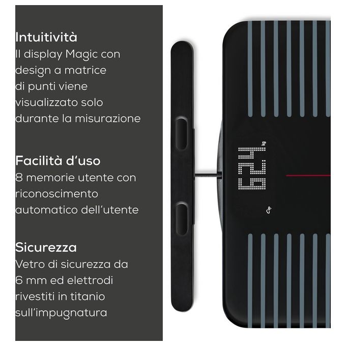 Beurer BF 990 Bilancia Diagnostica Wi-Fi Bluetooth 8 elettrodi 25 valori 180 Kg app HealthManager Pro colore Nero