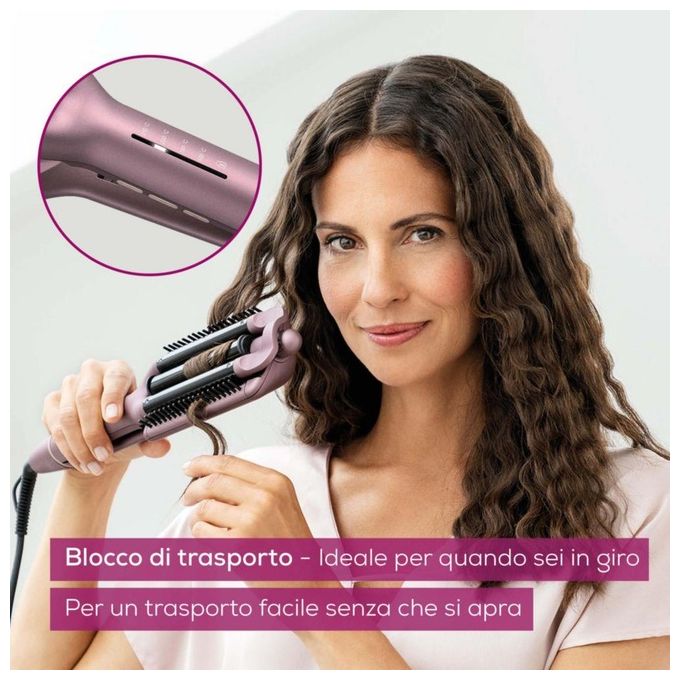 Beurer HT 65 – Arricciacapelli 4 in 1 per Onde, 120 W, 160-210 °C, Ceramica e Cheratina, Spegnimento Automatico, colore Lilla