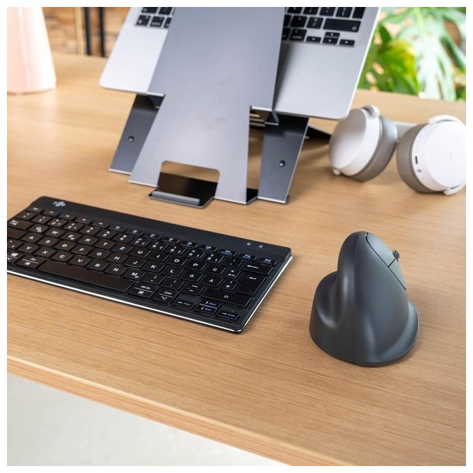 R Go Tools RGOHEBAMRWL R-Go HE Basic Mouse Ergonomico Senza Fili Bluetooth 5.0 Ricaricabile 1600 DPI Design Verticale per Destrimani colore Grigio