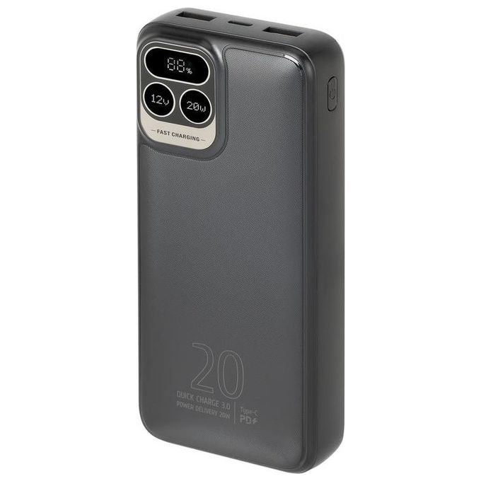 RivaCase VA2521 RivaPower Powerbank 20000 mAh con Display LCD 20W PD QC 3.0 colore Nero