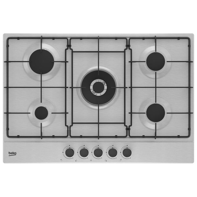 Beko HIAW75223SXE PractiClean Piano cottura Gas 75 cm 5 fuochi 4 Bruciatori 1 Wok 12400 W colore Inox