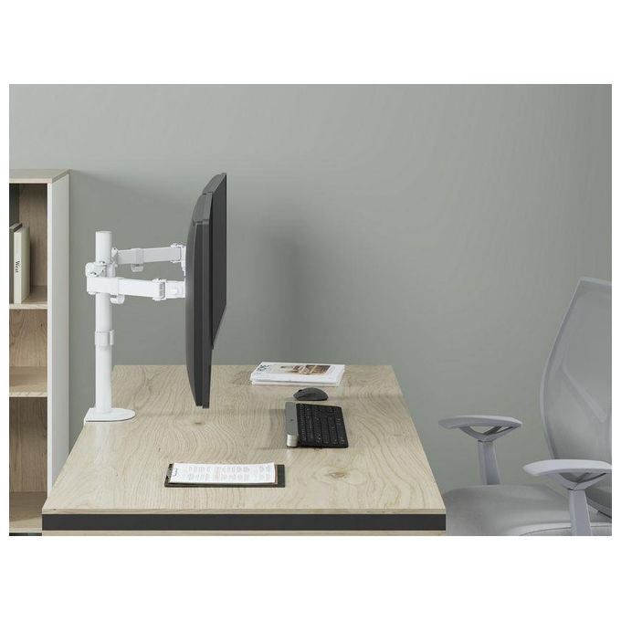 Equip 650167 Supporto da Tavolo Doppio Monitor Articolato 17'' 32'' VESA 100x100 Regolazione Altezza colore Bianco