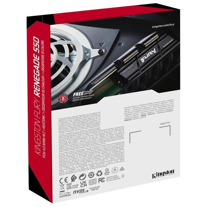 Kingston SFYRDK-2000G FURY Renegade SSD NVMe M.2 2TB PCIe 4.0 con Dissipatore di Calore colore Nero