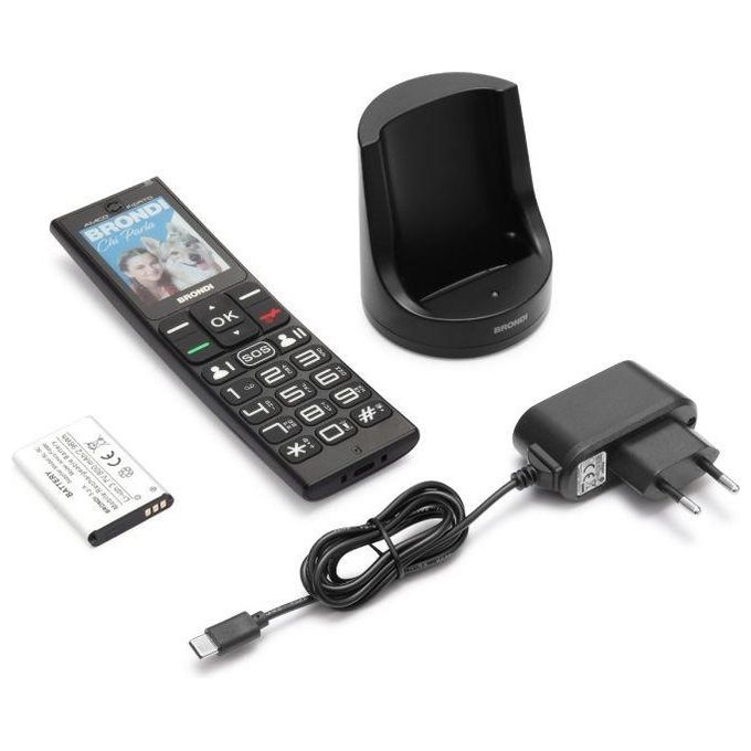 Brondi Amico Fidato Telefono Cellulare Senior Dual SIM Display 2.4'' Tasto SOS Fotocamera 1.3 MP Bluetooth colore Nero