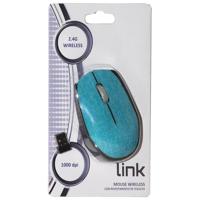 Link mouse wireless in tessuto colore azzurro con ricevitore usb 1000 dpi