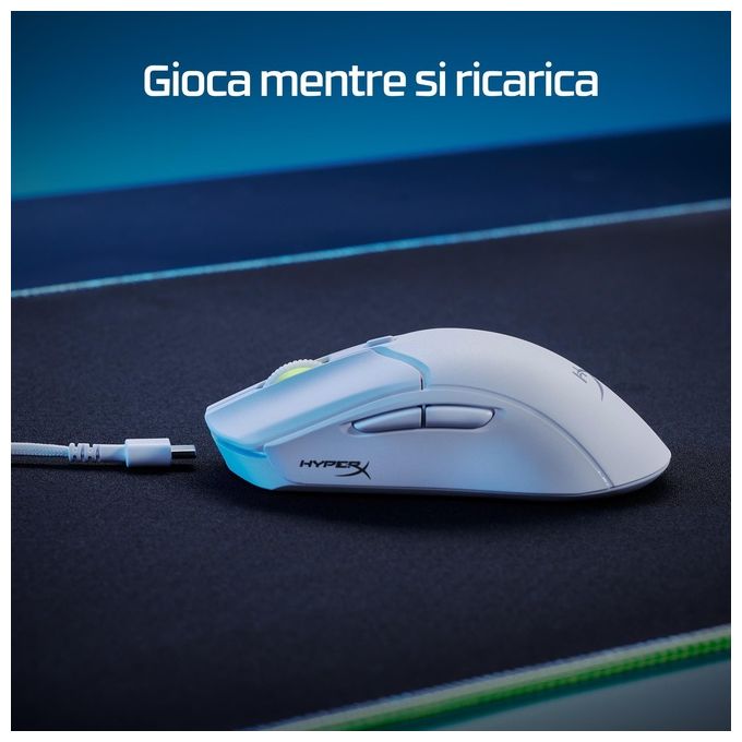 HyperX 6N0B0AA Pulsefire Haste 2 Mouse da gaming wireless 26000 DPI 6 tasti programmabili 100 ore batteria colore Nero