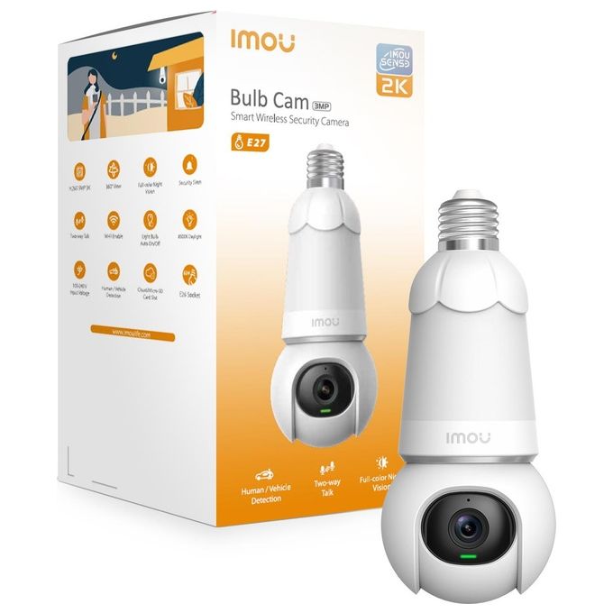 Imou IPC-S6DP-3M0WEB-AE Bulb Cam Telecamera IP Wi-Fi 2K 3MP E27 Motorizzata 340° Visione Notturna 25m Sirena IP65