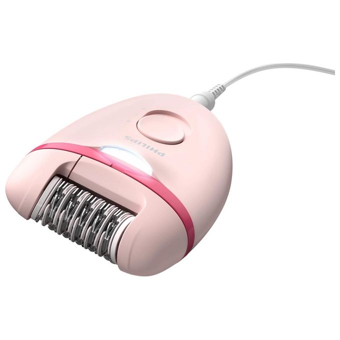 Philips BRE285-00 Satinelle Essential Epilatore Compatto con Filo Opti-light 2 velocita' 7 accessori colore Rosa