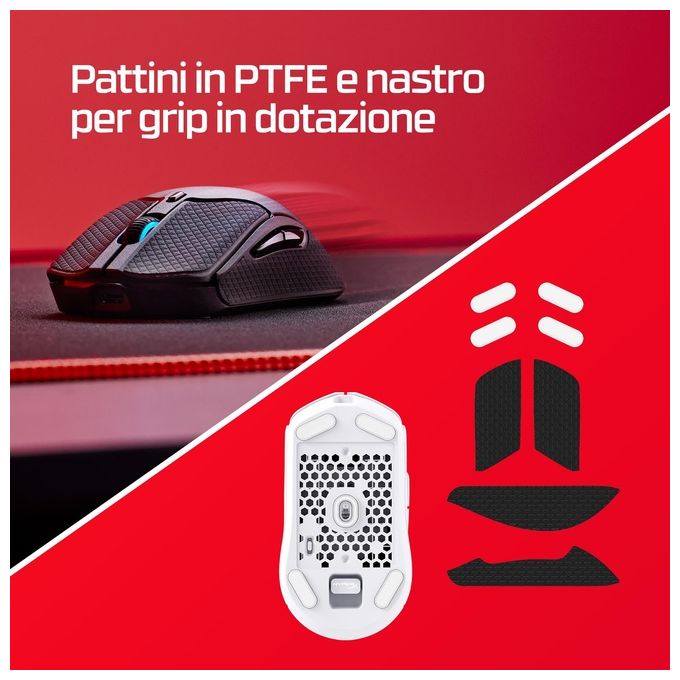 HyperX 6N0B0AA Pulsefire Haste 2 Mouse da gaming wireless 26000 DPI 6 tasti programmabili 100 ore batteria colore Nero