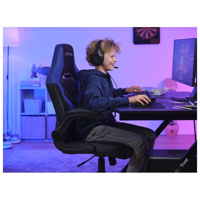 Trust 25129 GXT 703B RIYE Sedia per gaming universale regolabile in altezza con braccioli ribaltabili classe 4 peso massimo 140 Kg colore Nero Blu