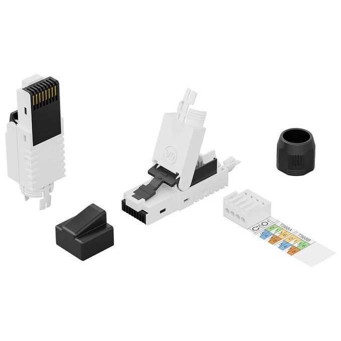 Digitus DN-93633 Connettore Toolless RJ45 Cat 6a UTP Cavo Rigido e Flessibile 10 Gigabit Ethernet colore Nero