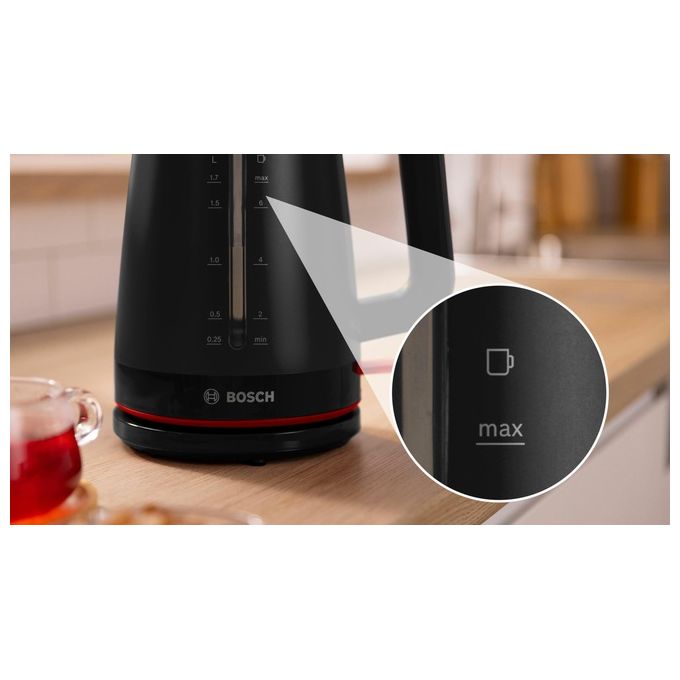 Bosch Bollitore TWK3M123, 1.7L, 2400W, Nero, Elettrico Senza Fili