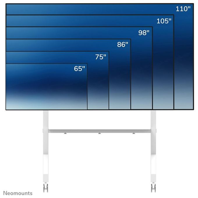 Neomounts FL50-575WH1 Carrello TV Mobile Altezza Regolabile 129-139 cm Capacita' 125 Kg VESA 100x100-1100x600 mm colore Bianco