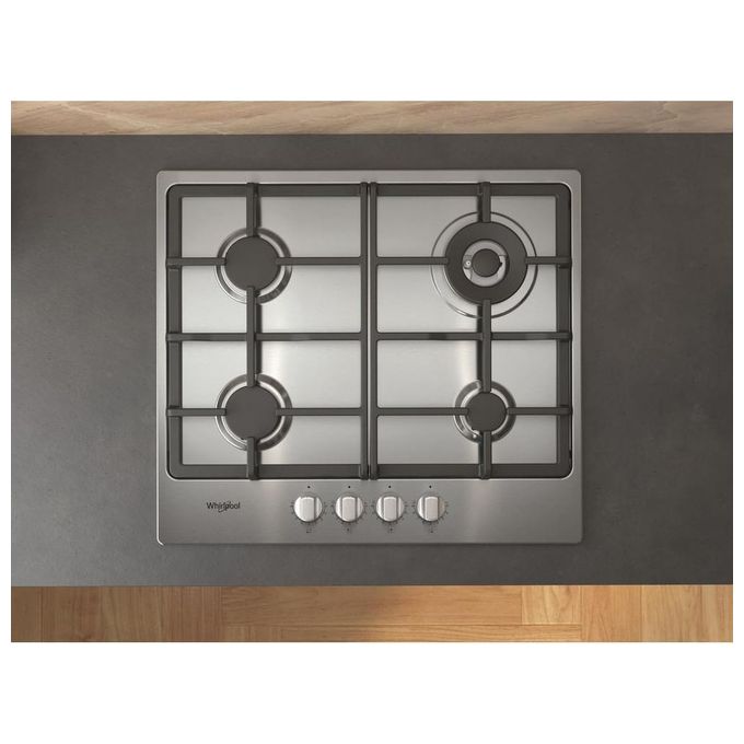 Whirlpool TGML 661 IX R Piano cottura a gas 58 cm 4 fuochi da incasso accensione elettronica dispositivo spegnimento fiamma colore Acciaio inox