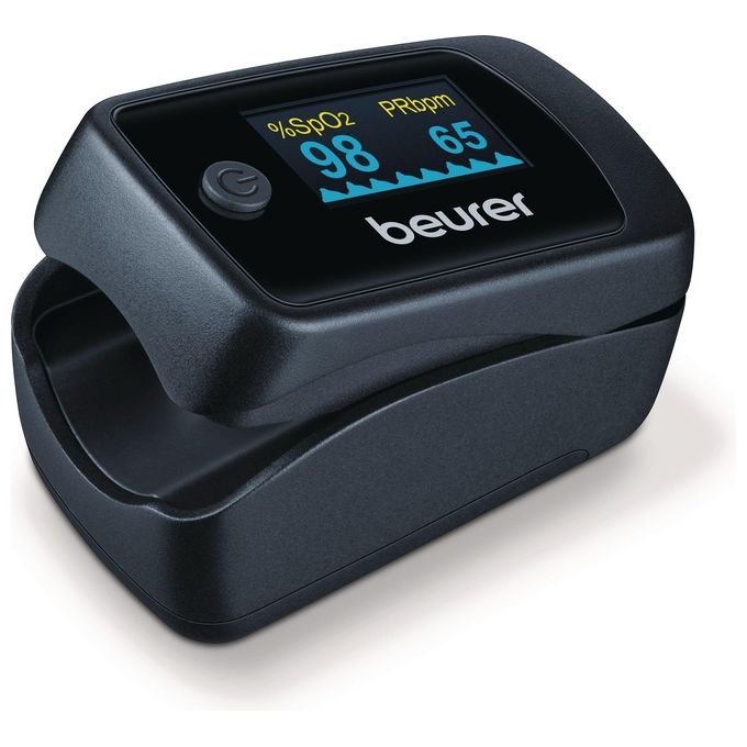 Beurer 45434 Pulsossimetro PO 45 Misurazione SpO2 Frequenza Cardiaca Indice di Perfusione Display OLED Bicolore colore Nero