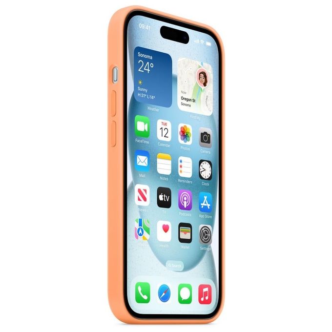 Apple MT0W3ZM-A Custodia in Silicone con MagSafe per iPhone 15 Protezione Anticaduta e Antigraffio Ricarica Wireless Compatibile colore Orange Sorbet