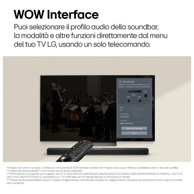 LG S40T Soundbar 2.1 Canali 300W Subwoofer Wireless Dolby Digital DTS AI Sound Pro HDMI ARC Bluetooth colore Nero
