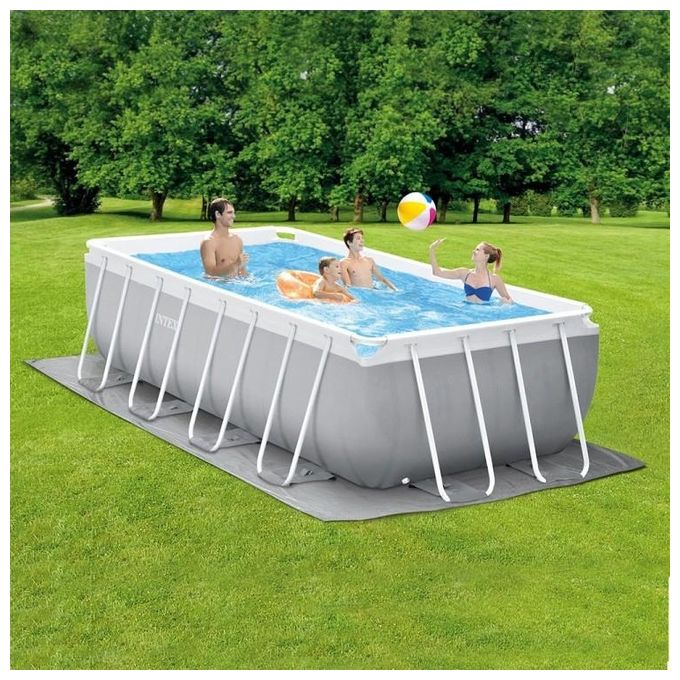 Intex 26790NP Prisma Frame Piscina Fuori Terra Rettangolare 400x200x122 cm 8418 L Pompa Filtro 2006 L-h Scaletta colore Grigio