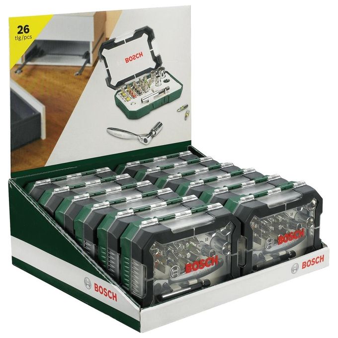 Bosch Set Da 26 Pezzi di Bit Avvitamento e Cricchetti