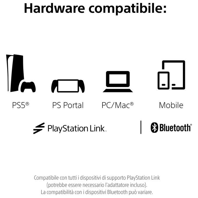 Sony 1000044483 Pulse Elite Cuffie Gaming Wireless Bluetooth 5.0 Driver Planari 30h PlayStation Link colore Nero