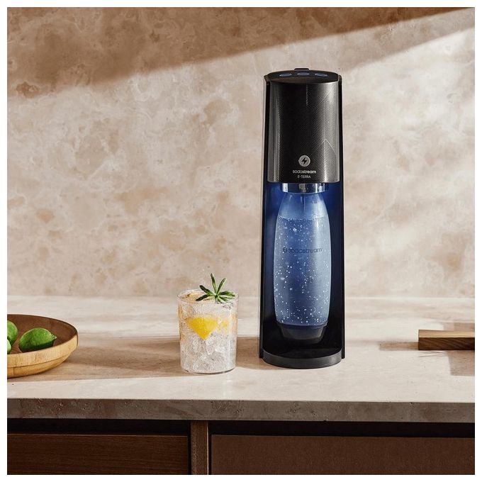 SodaStream E-TERRA Gasatore Elettrico Acqua Frizzante One Touch 3 Livelli Gasatura 1L Quick Connect colore Nero