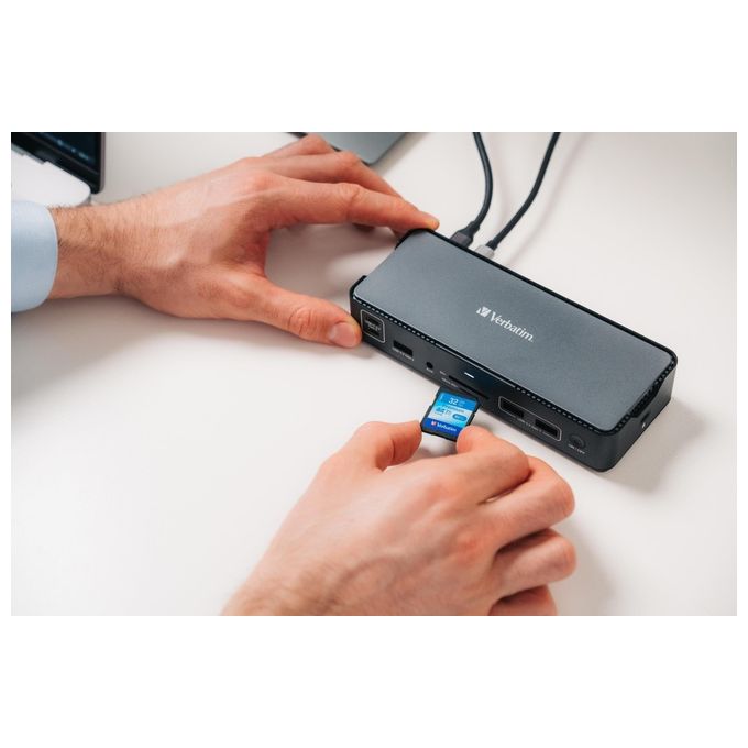 Verbatim 32171 CDS-15 Docking Station Pro USB-C 15 Porte HDMI 8K DisplayPort 1.4 Power Delivery 100W colore Nero Grigio